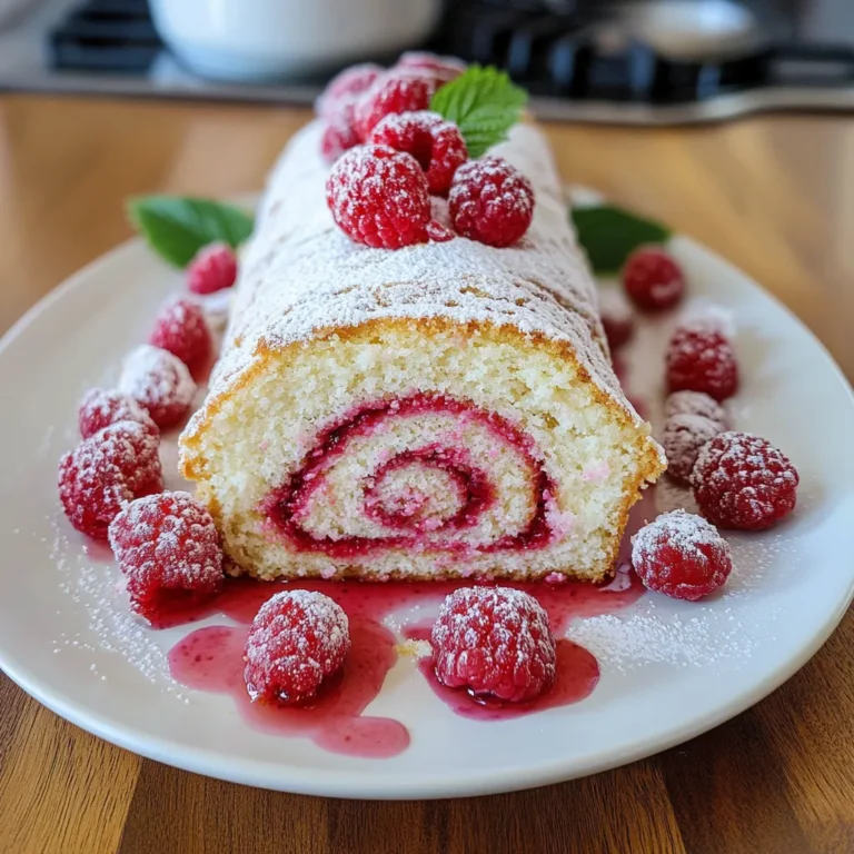 Raspberry Swiss Roll Cake