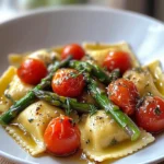 Ravioli with Tomatoes, Asparagus, Garlic & Herbs Recipe