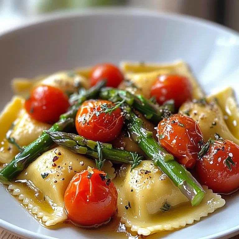 Ravioli with Tomatoes, Asparagus, Garlic & Herbs Recipe