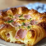 Savory Croissant Bake with Ham and Swiss Cheese
