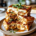 Sheet-pan grilled cheese squares with kimchi and melted cheese layers