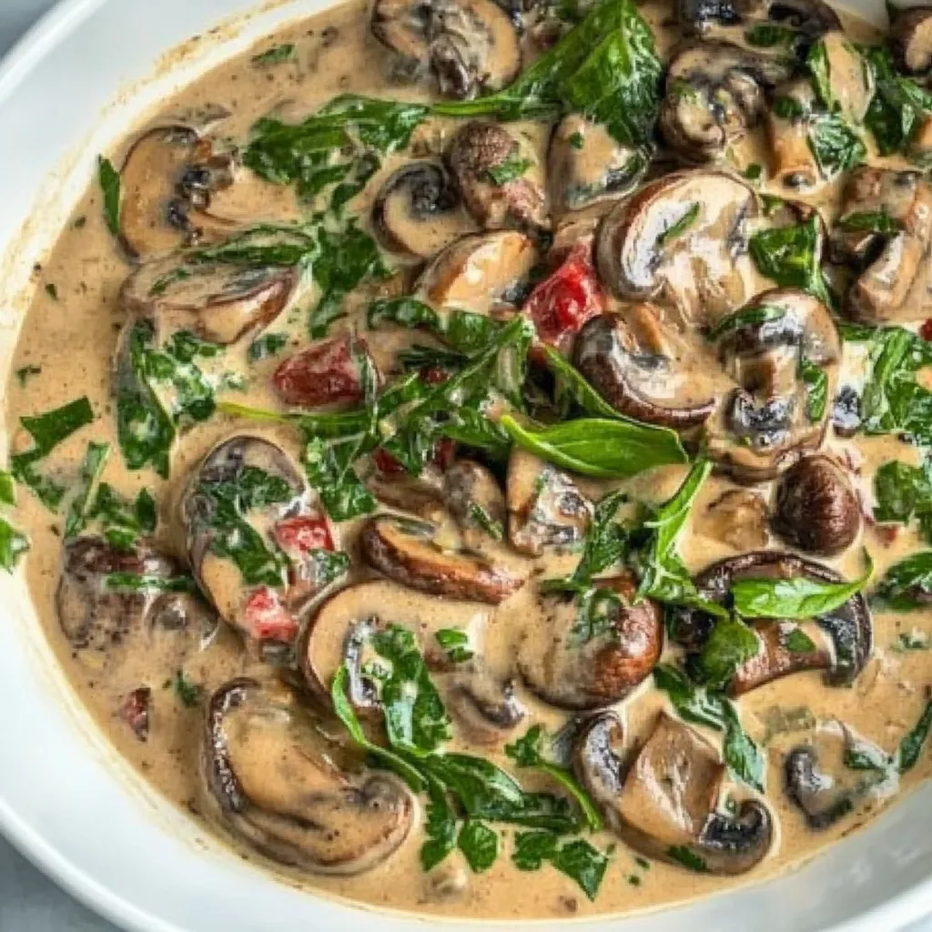 Slow Cooker Creamy Tuscan Mushrooms