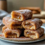Soft caramel-filled snickerdoodle bars rolled in cinnamon sugar