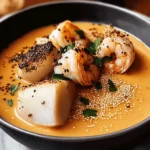 Spiced Seafood Bisque With Sesame Prawn Croutons Recipe Delights!