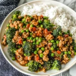 Teriyaki Ground Turkey, Broccoli and Peas