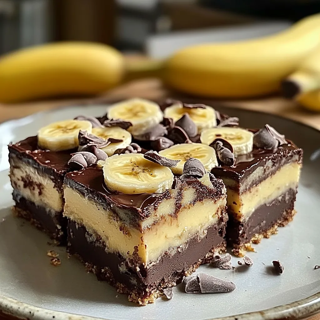 Banana Mousse Brownie Bars - Fudgy Chocolate & Creamy Banana Dessert