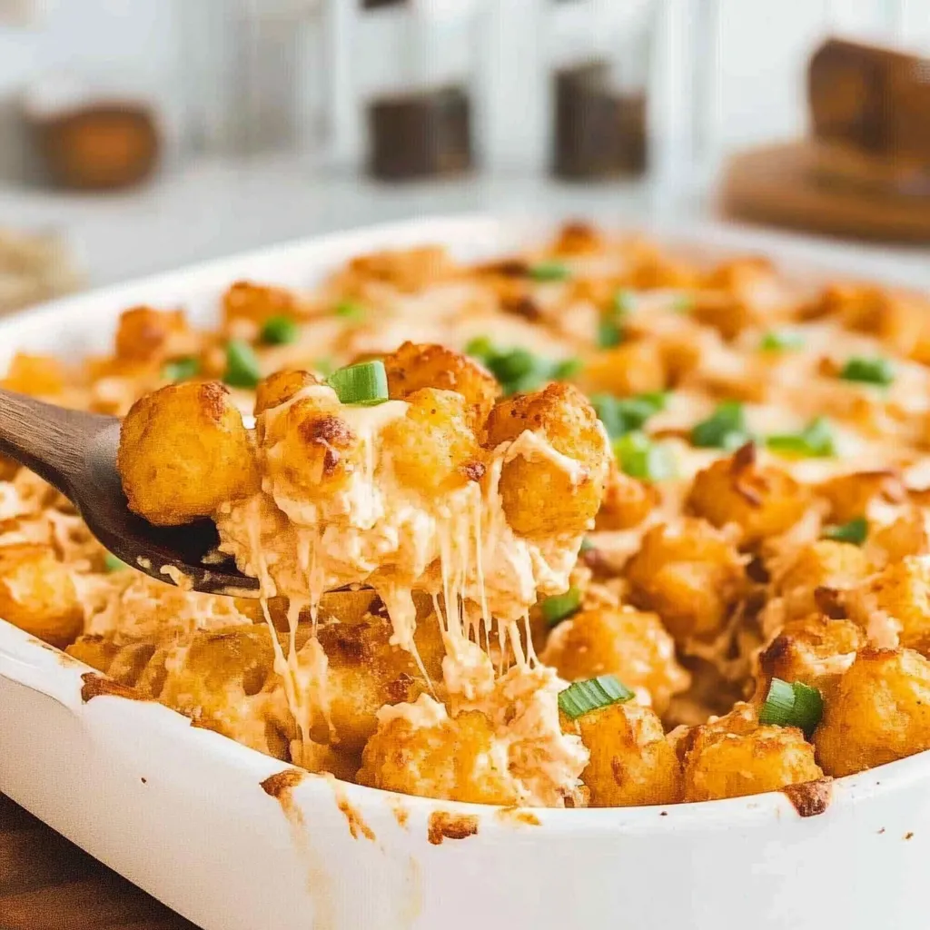 Buffalo Chicken Tater Tot Casserole