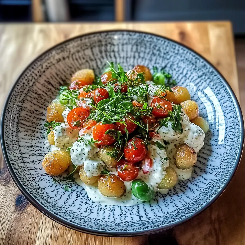 KNUSPRIGER GNOCCHI-SALAT MIT JOGHURT-DRESSING