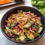 Quick Crispy Rice Salad with Peanut Sesame Dressing