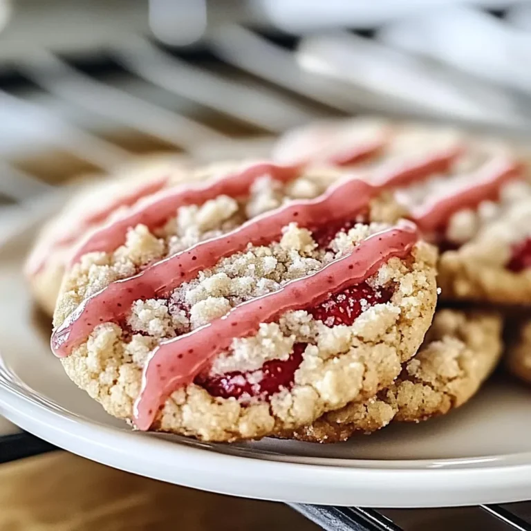 Strawberry Crunch Cookies with Crumb Topping & Glaze