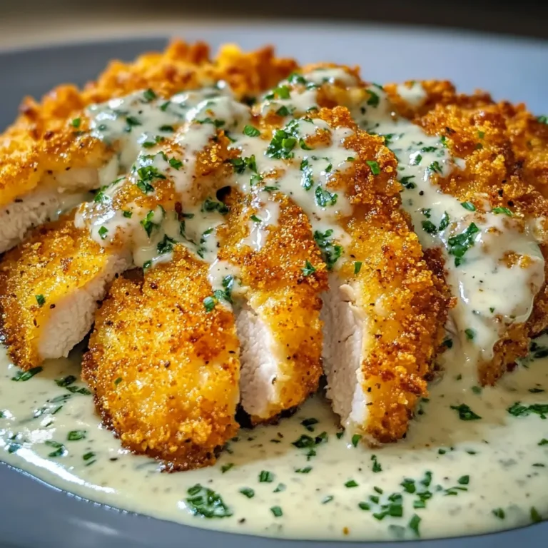 Crispy Parmesan Chicken with Creamy Garlic Sauce