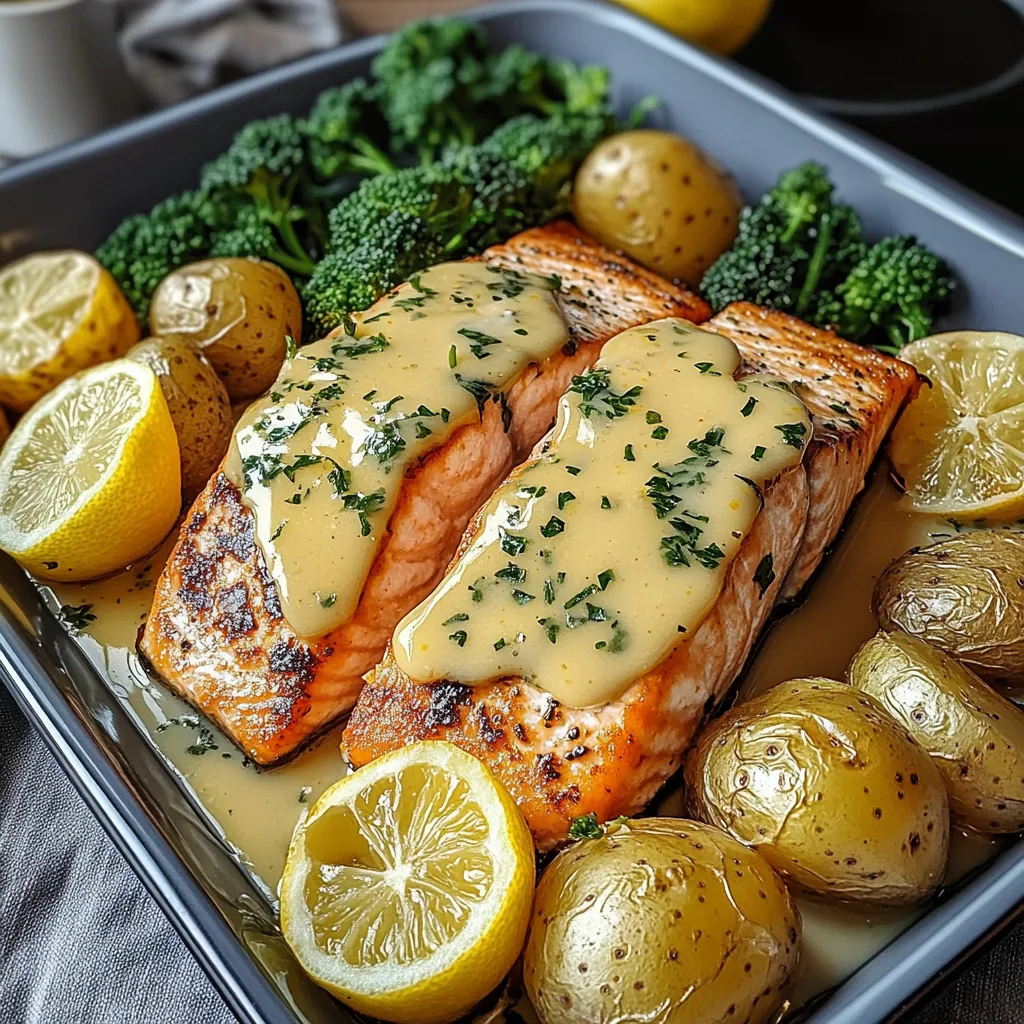 Lemon Butter Salmon Crispy Potatoes