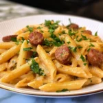 One Pot Creamy Cajun Sausage Pasta (30-Minutes)