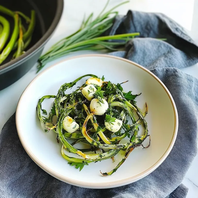 Charred Garlic Scapes with Parsley Butter