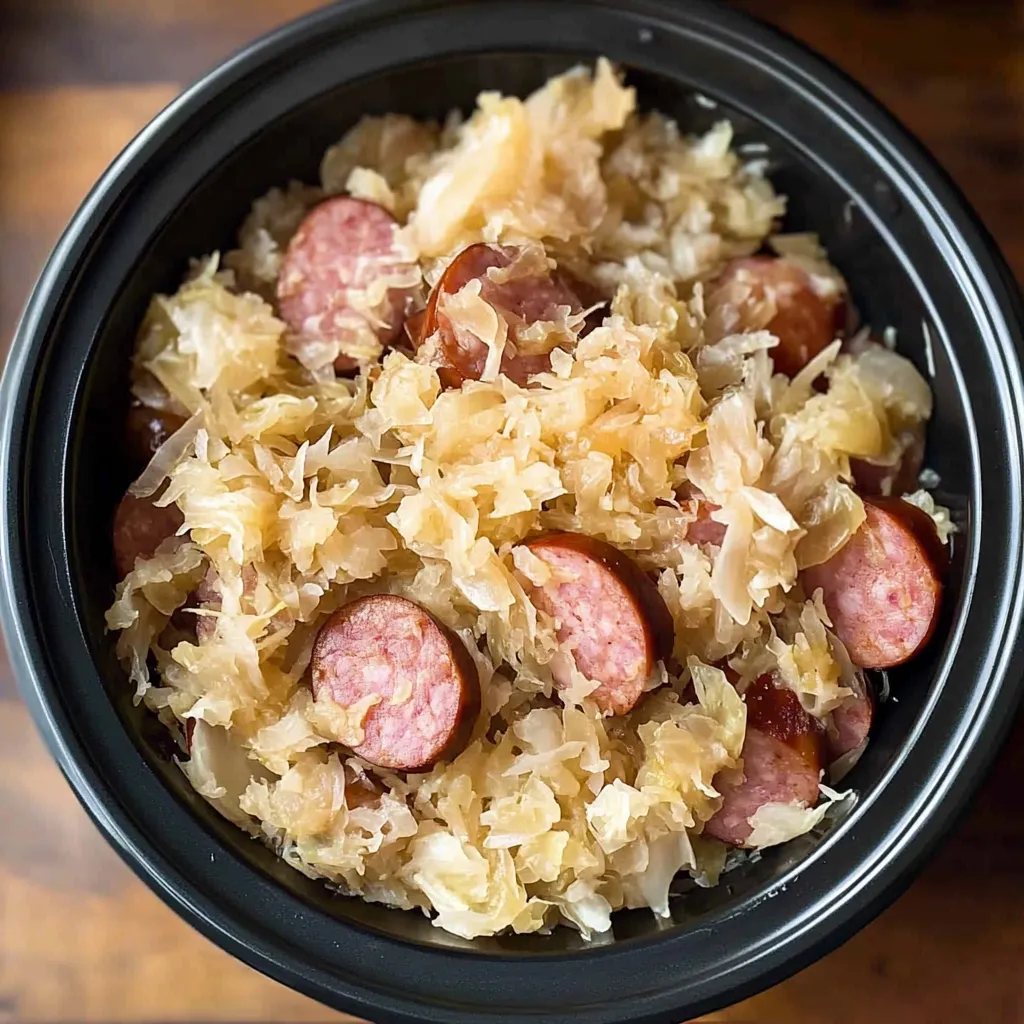 Slow Cooker Sauerkraut and Kielbasa