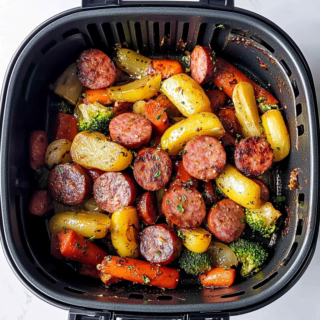 Easy Air Fryer Kielbasa and Veggies (4 Ingredients!)