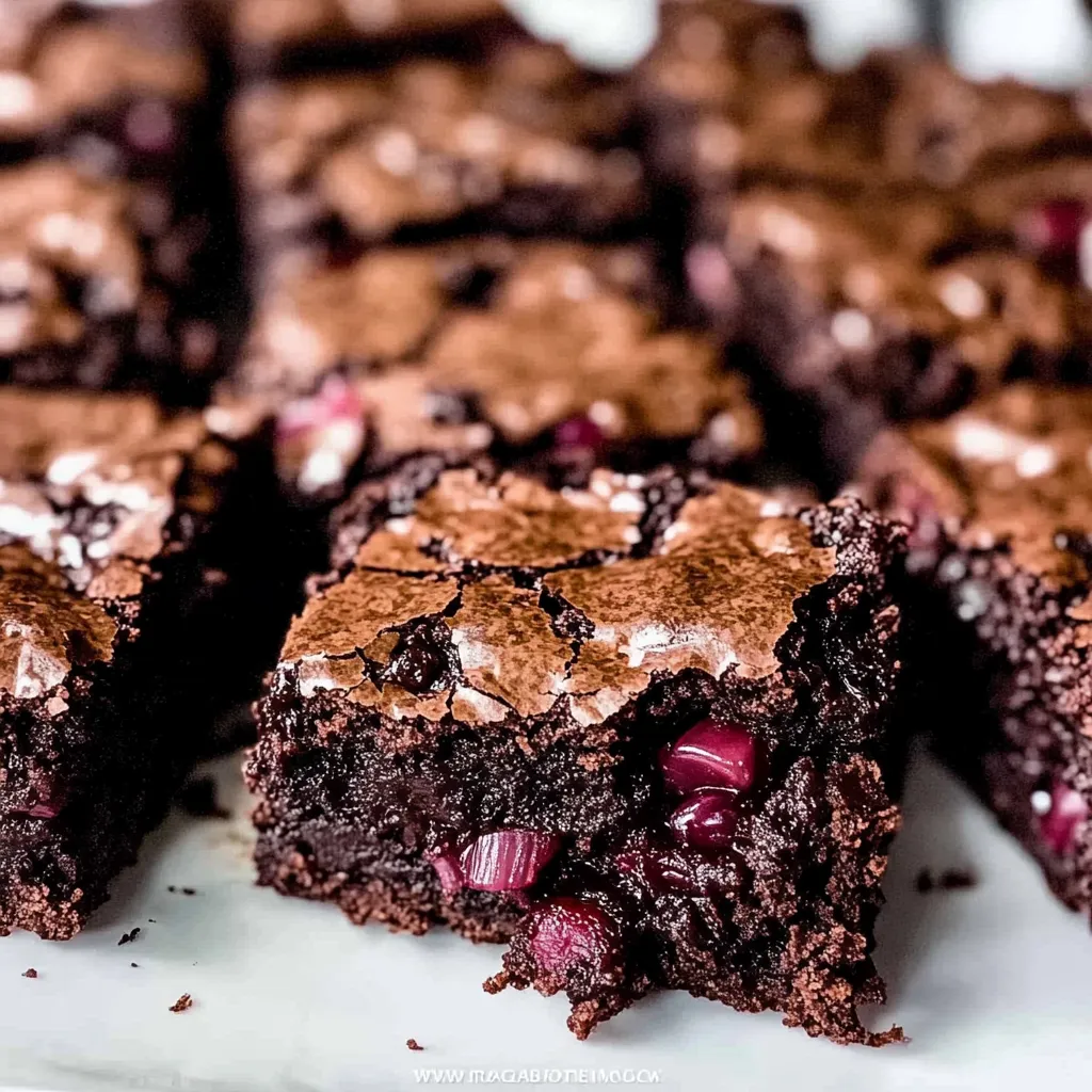 Dark Chocolate Rhubarb Brownies