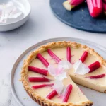 White chocolate and rhubarb tart